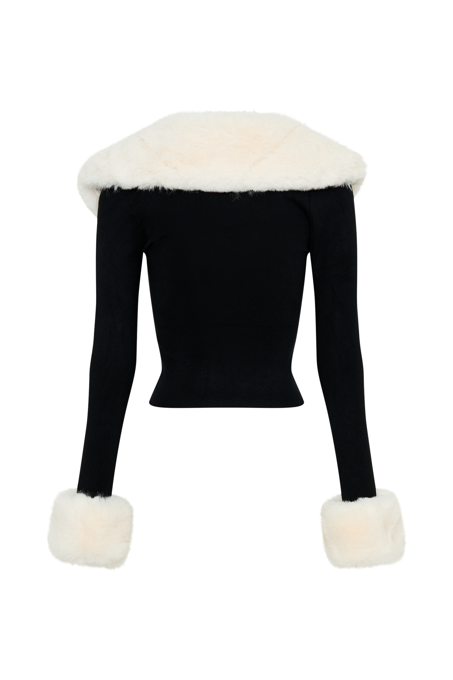 Cressida Faux Fur Knit Long Sleeve Top - Black/White、mySite、solidvoid