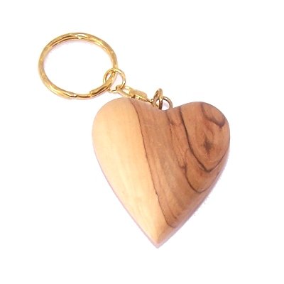  Heavy Jerusalem Olive Wood Carved Heart Key Chain or ring - 2 inches long and 1 inch thick、mySite、elrpsem3k