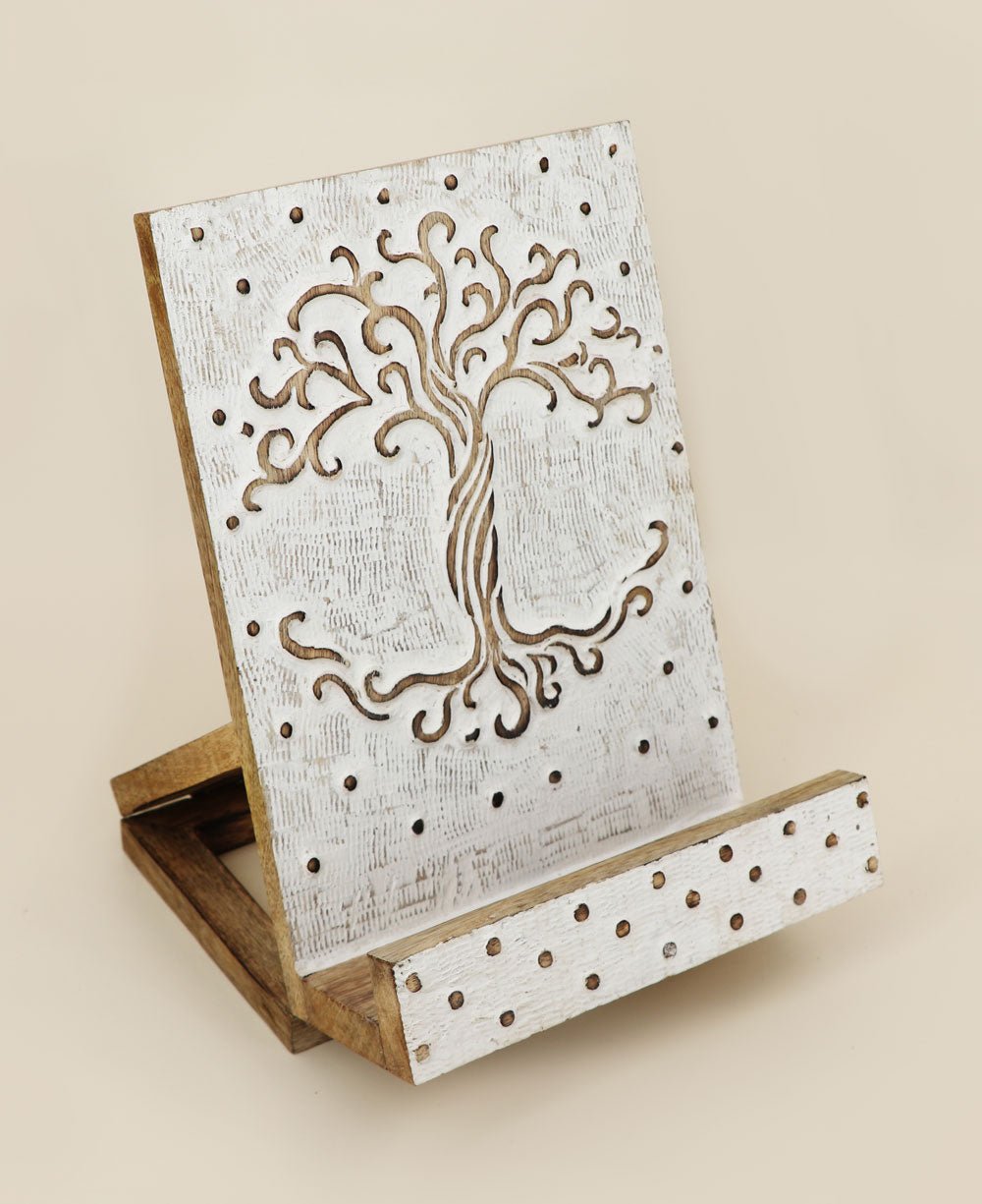 Fair Trade Carved Tree of Life Tablet And Book Stand、mySite、topwebapps
