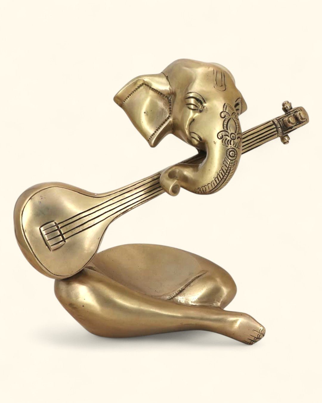 Modern Brass Ganesh Statue Playing Sitar、mySite、topwebapps