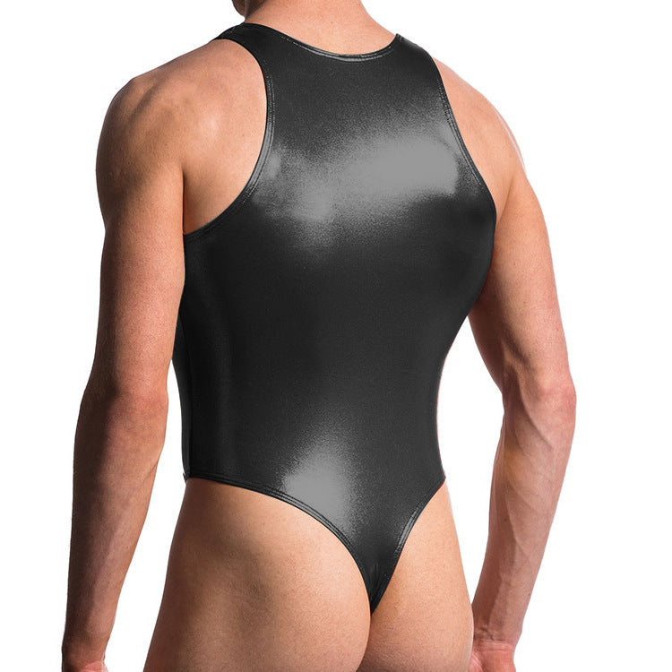 Come Closer Sexy Open Wet look | Body Suit | Stretch | Black | Thong、mySite、bottomscart