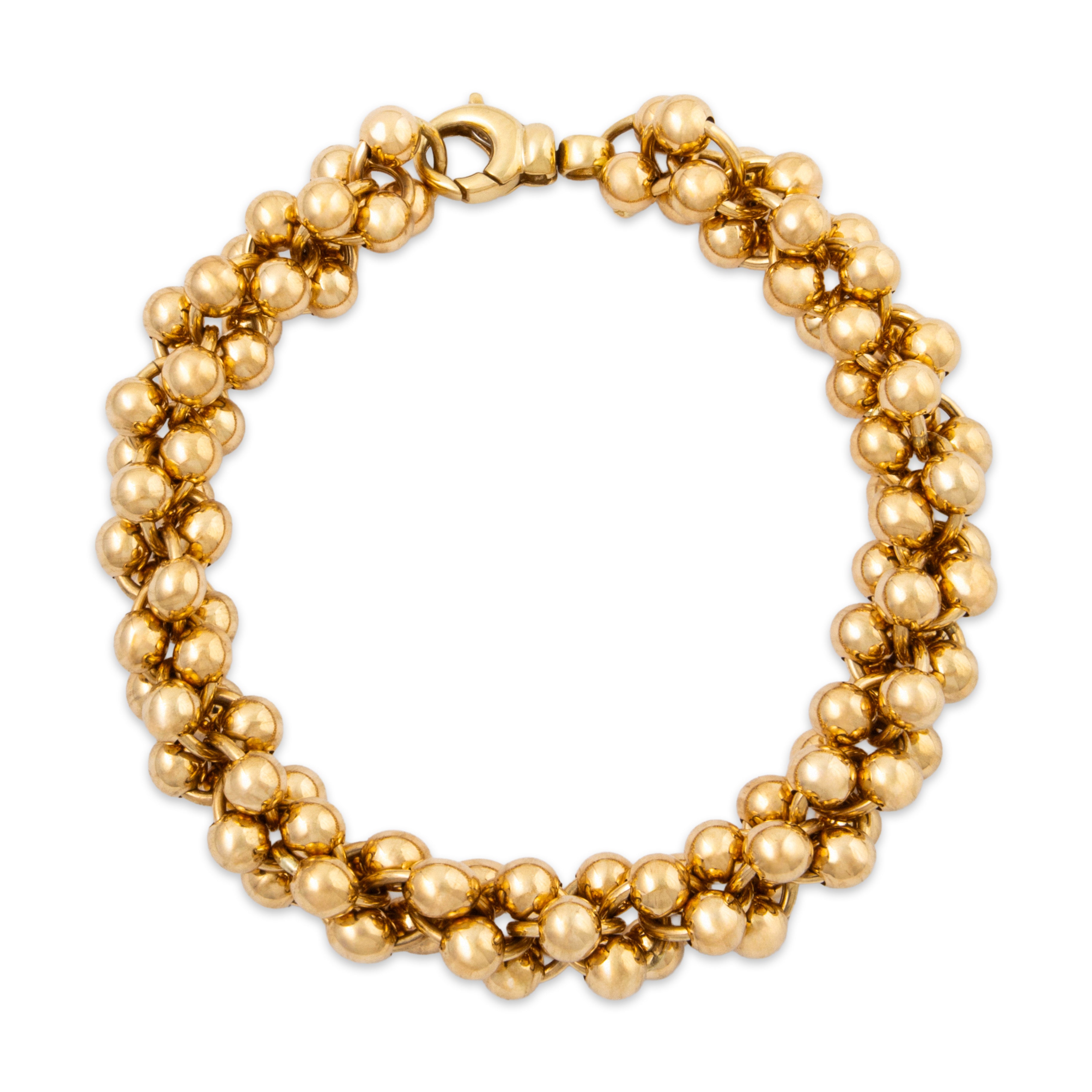 Vintage Lightweight Italian 14k Yellow Gold Bubble Bauble Bracelet 6.5、mySite、hinf8tx79