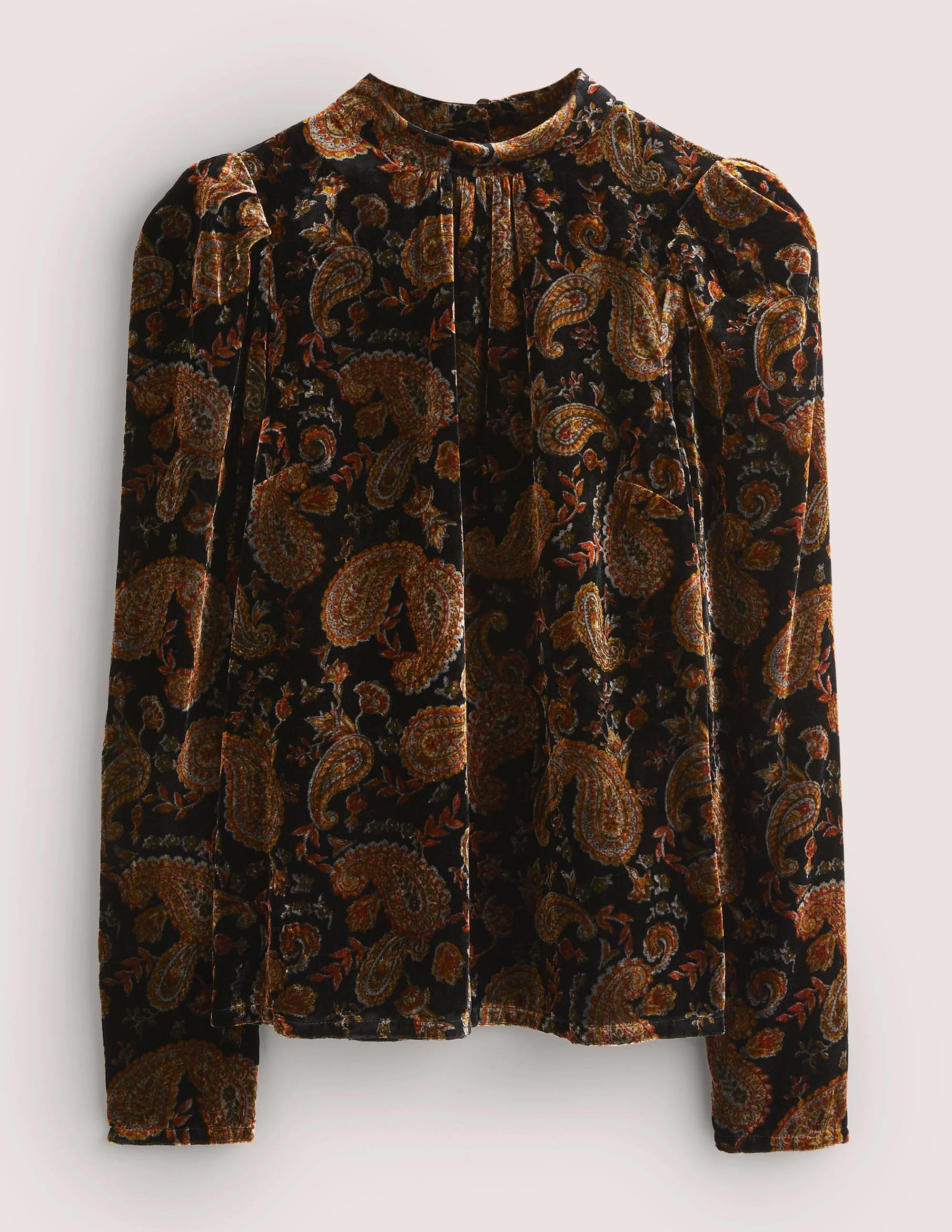  Black Paisley Mutton Sleeve Velvet Top-Black, Paisley Passion、mySite、ashleygrahame