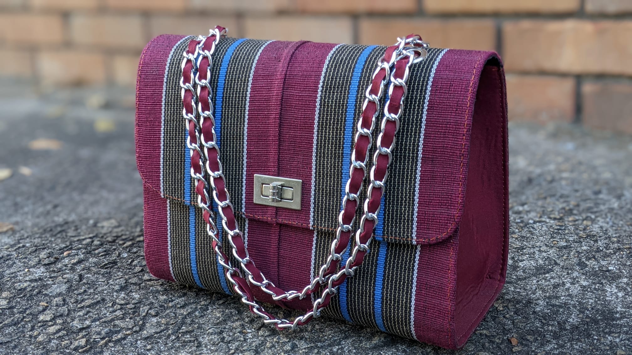 Aladekomo Handmade Striped African Handwoven Aso Oke Hand Bag-DPAHB54、mySite、solidvoid