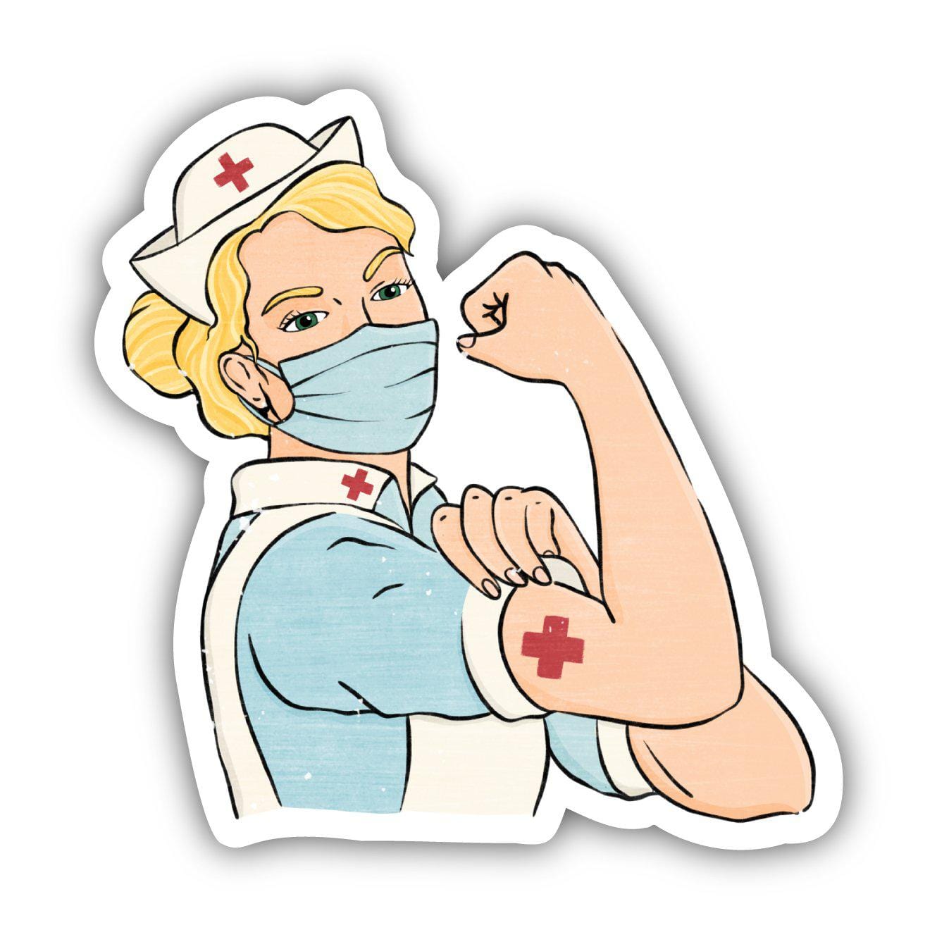 Rosie The Riveter Nurse Blonde Hair Sticker、mySite、elrpsem3k