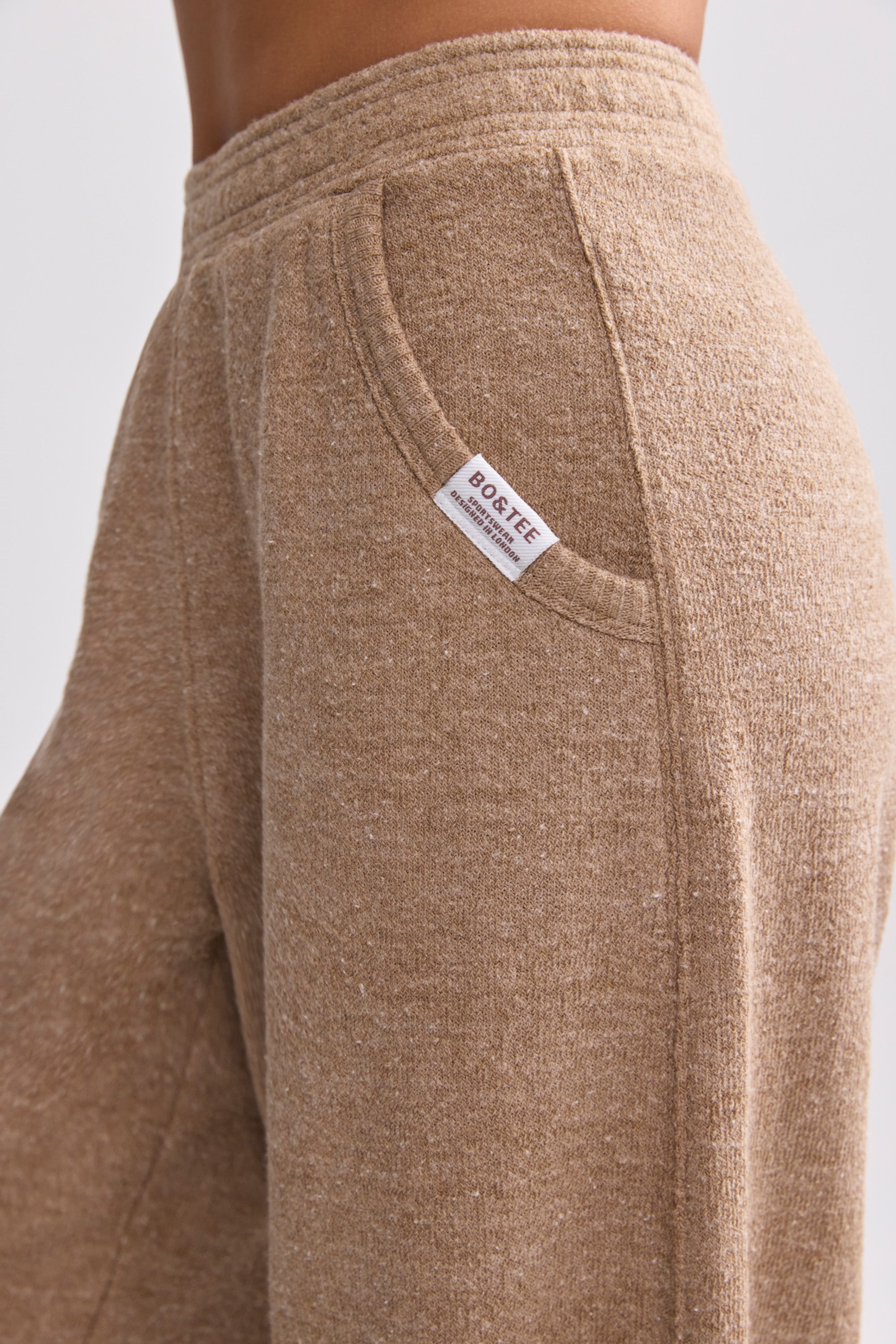 Terry Towelling Wide-Leg Joggers in Mocha Brown、mySite、solidvoid