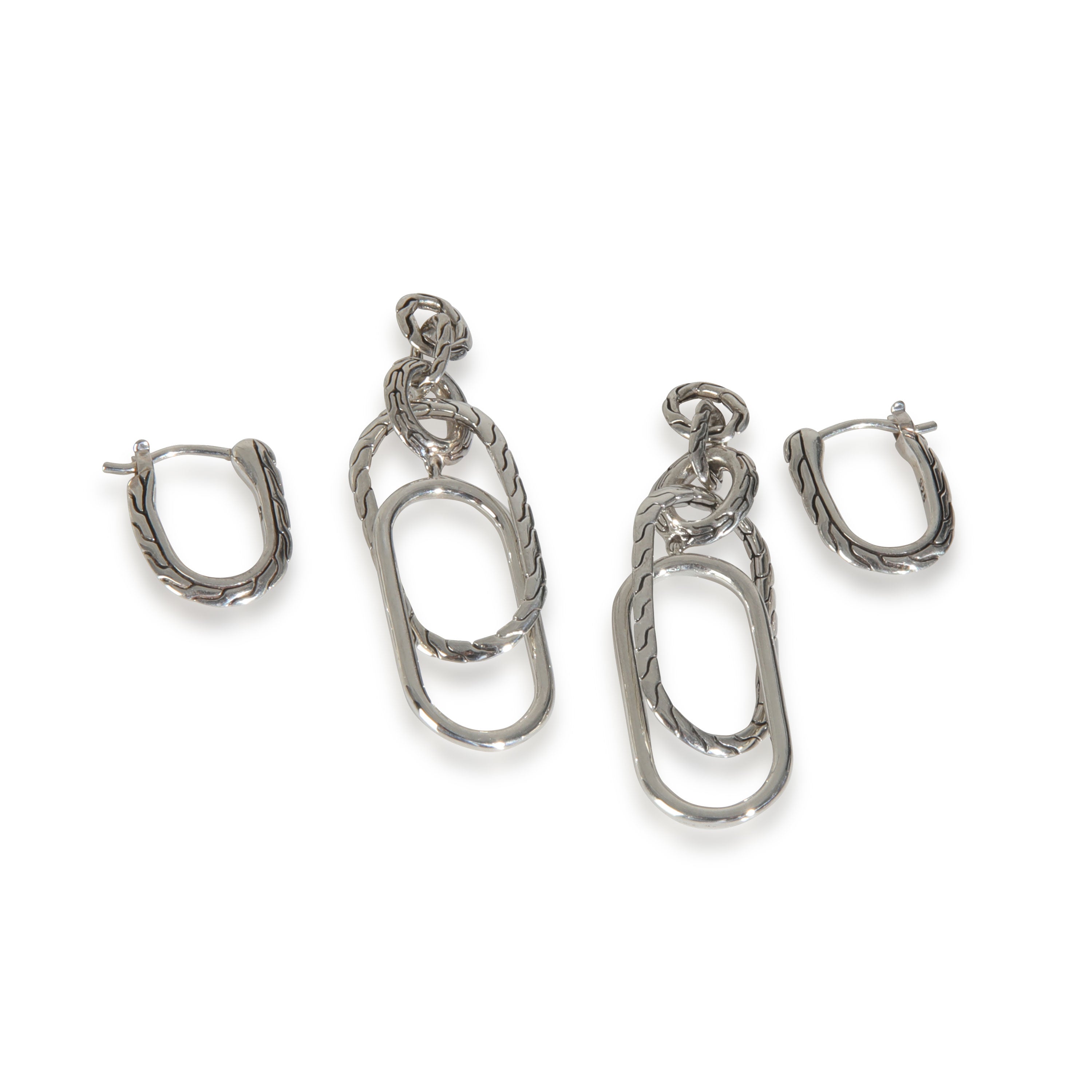 Sterling Silver Classic Chain Asymmetrical Earrings、mySite、garagedoors4me