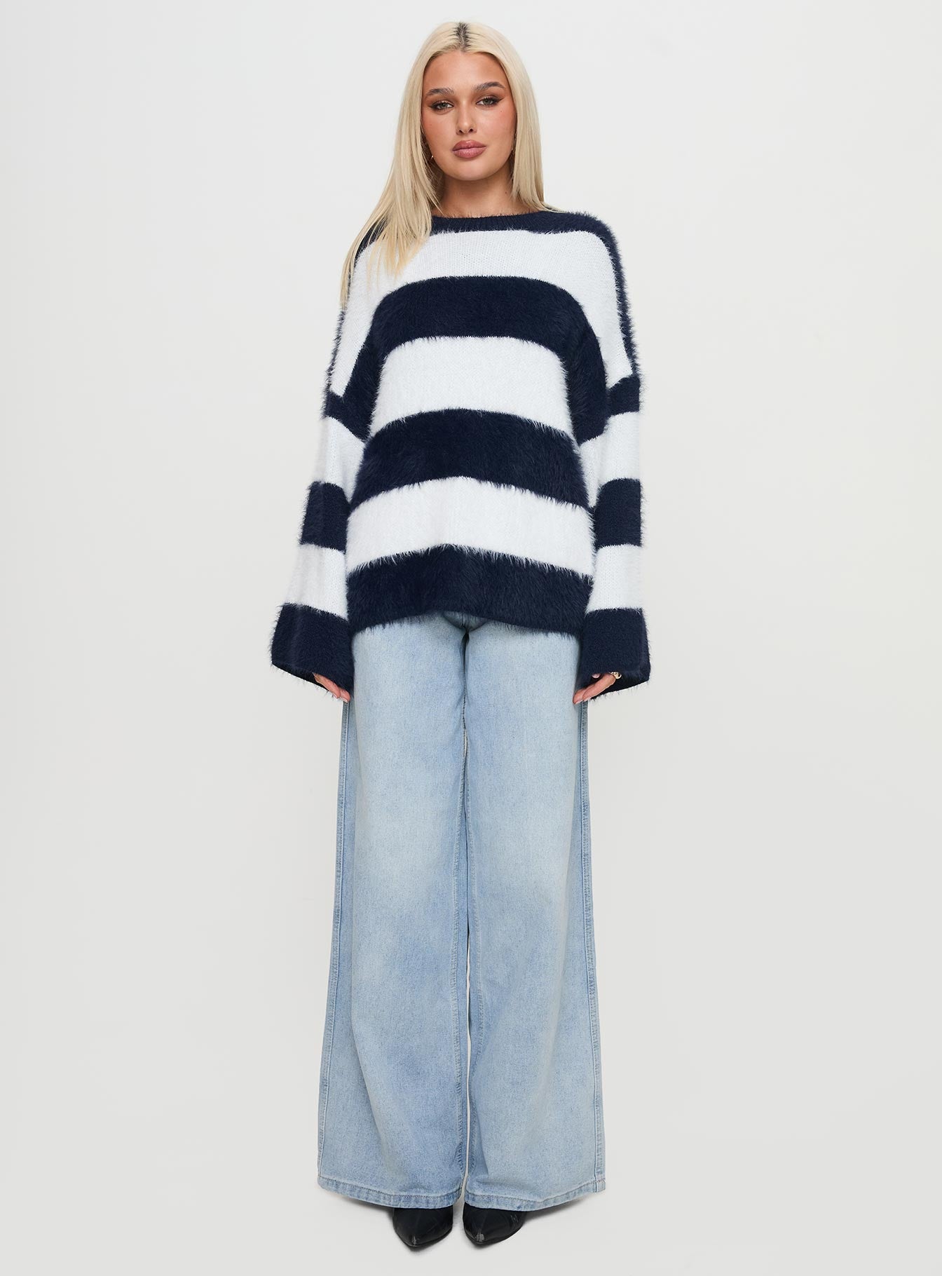 Nerina Knit Sweater Blue / White Stripe、mySite、solidvoid