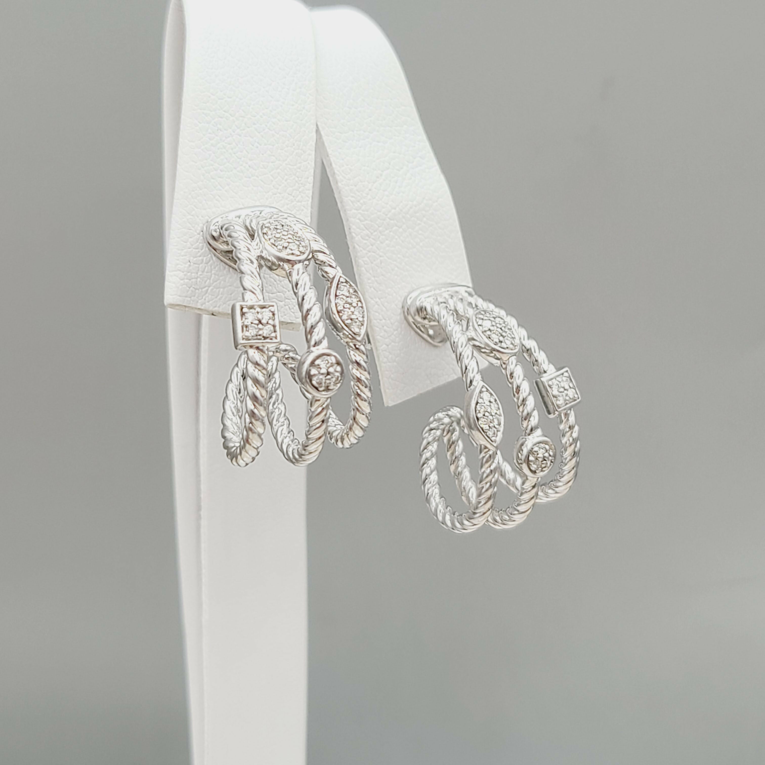 David Yurman Confetti Earrings Three Row with Diamonds、mySite、hinf8tx79