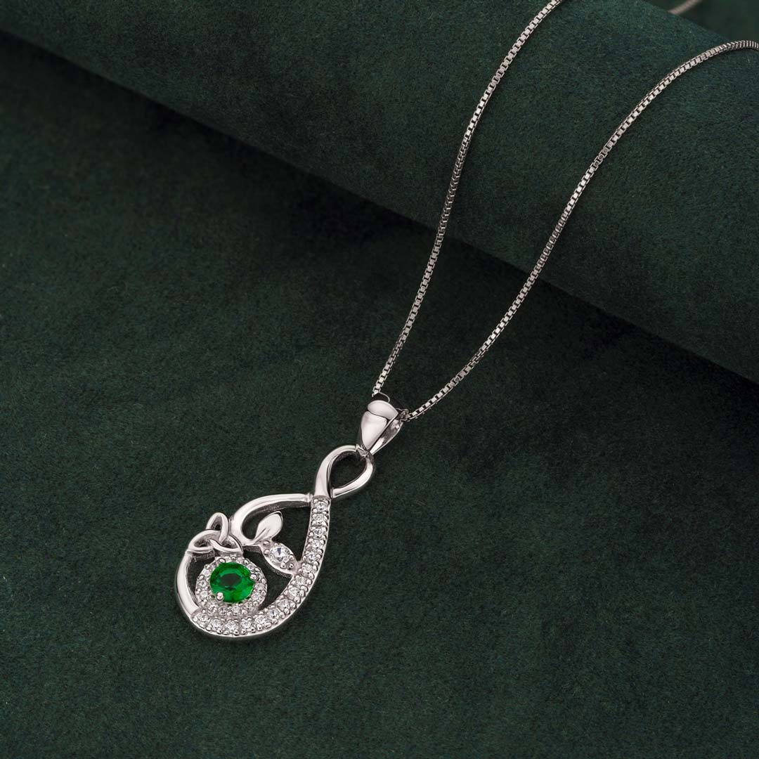 Silver Green Crystal Celtic Drop Necklace、mySite、botmansion