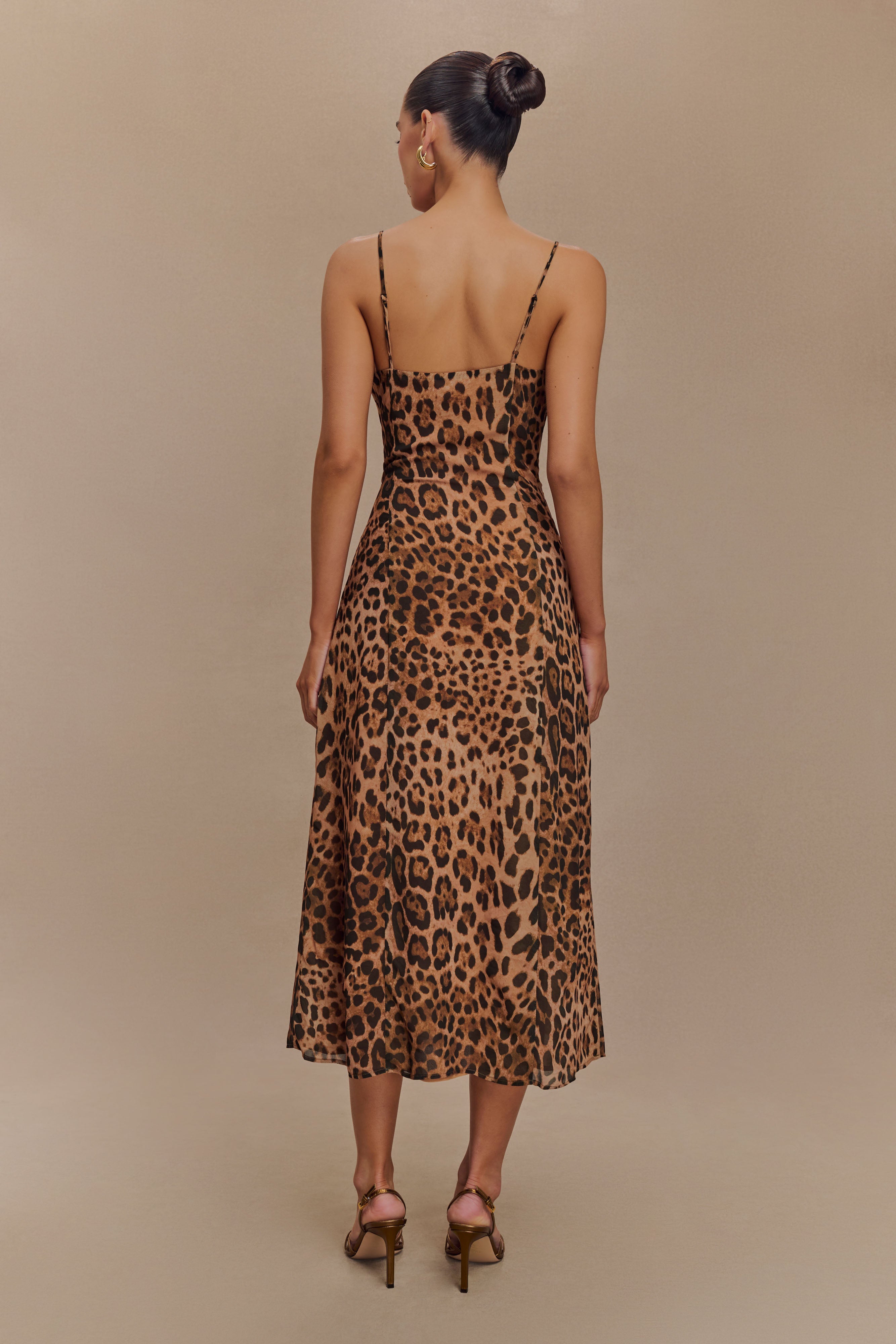Leanne Chiffon Midi Dress - Leopard Print、mySite、solidvoid