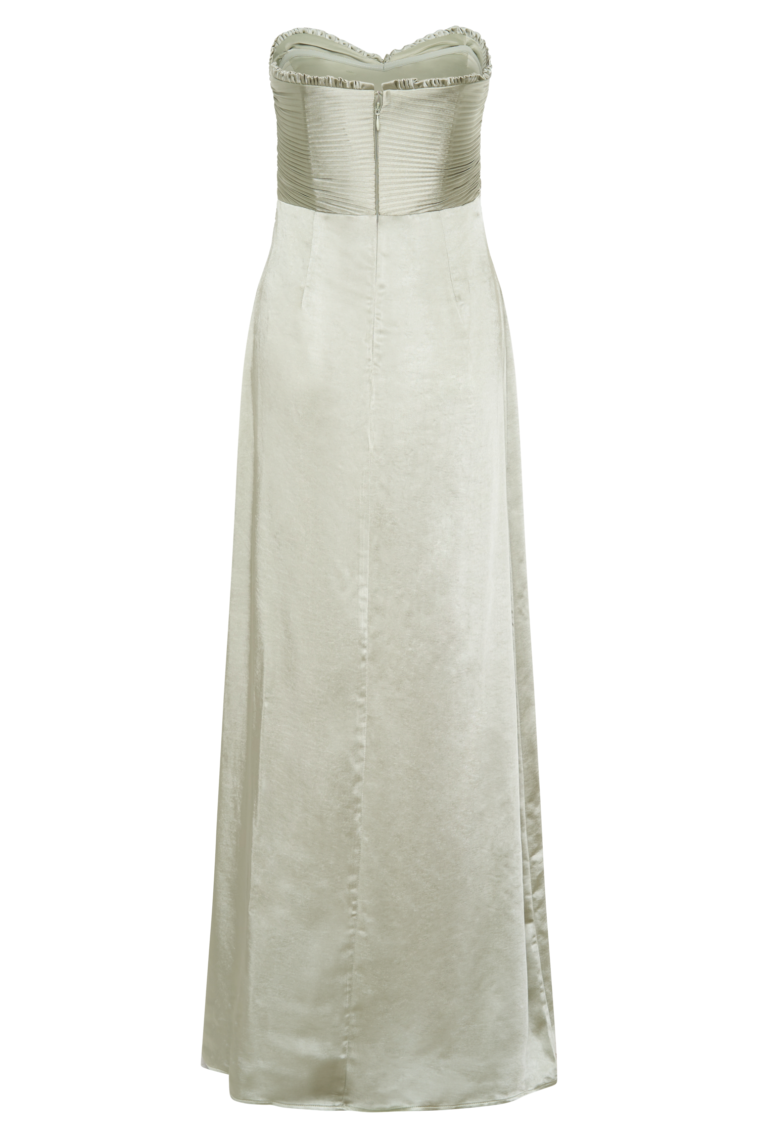 Larissa Satin Maxi Dress With Ruched Petals - Sage、mySite、solidvoid