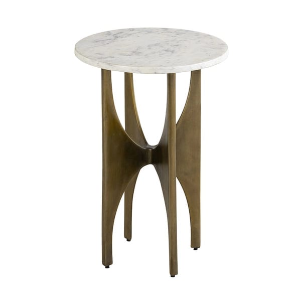 Elroy White Marble Topped Accent Table、mySite、g9winljtr