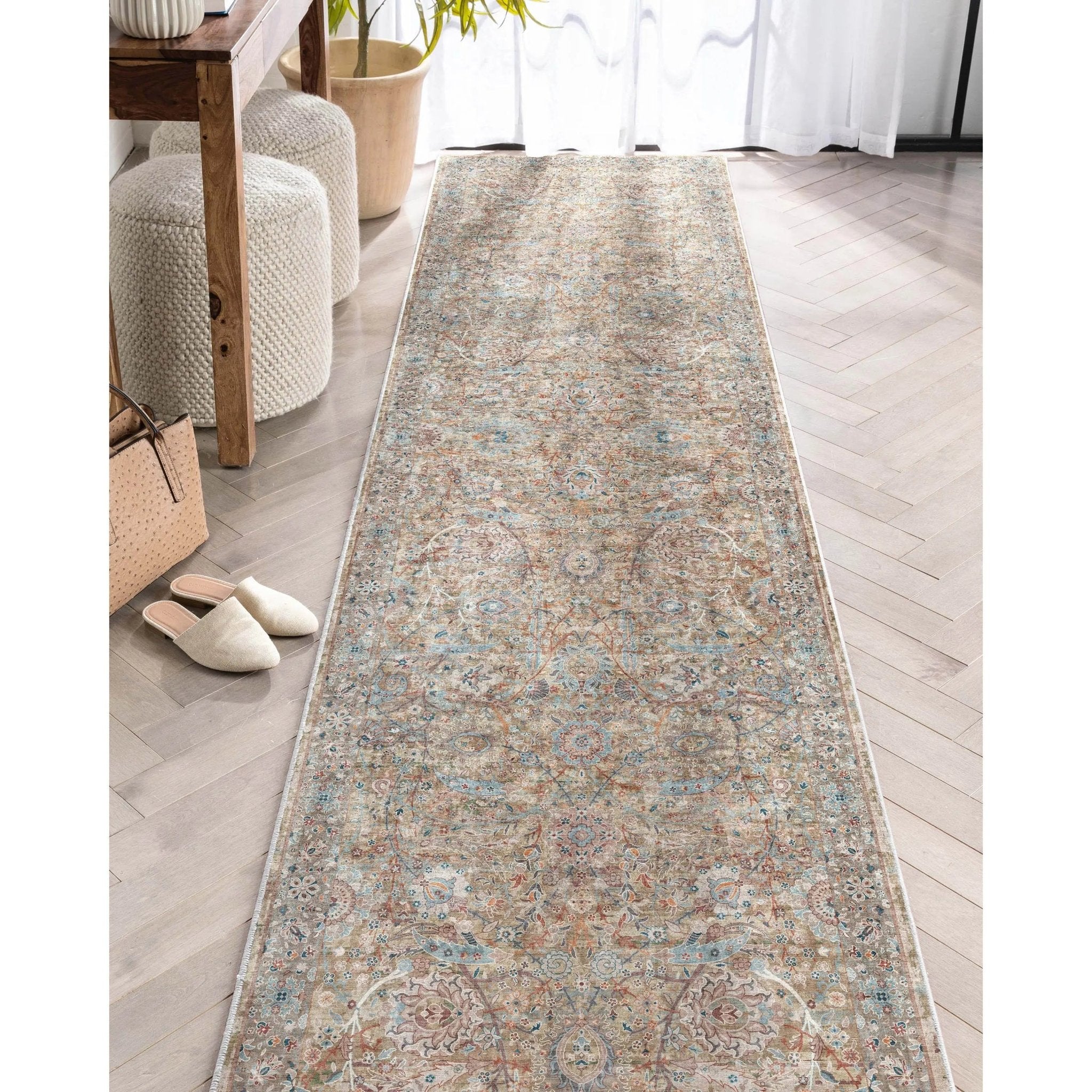 Emilia Vintage Persian Floral Blue Flat-Weave Rug、mySite、gigharbornorthrealestate