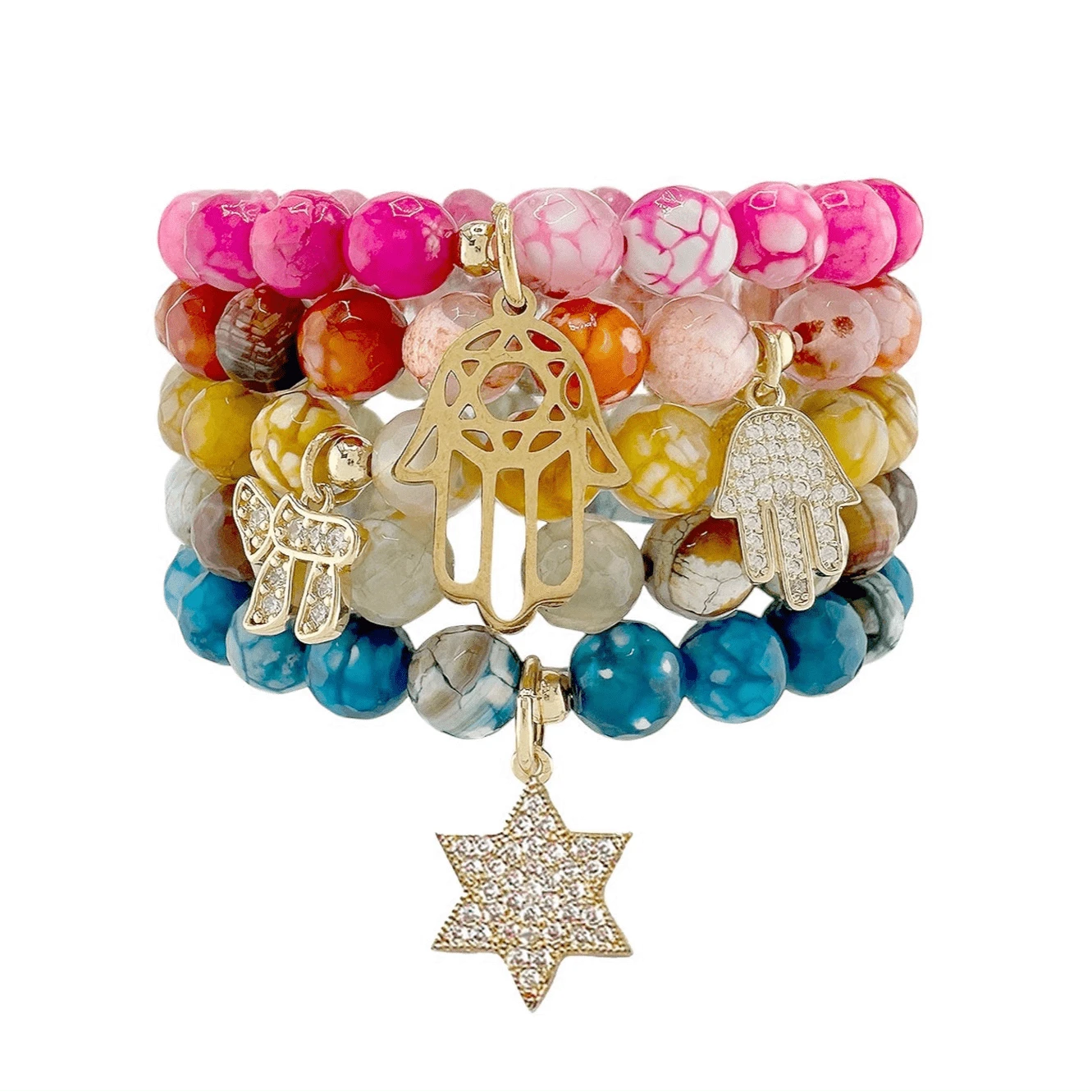 Scarlett Gemstone L’Chaim Bracelet Stack - Rainbow、mySite、topwebapps