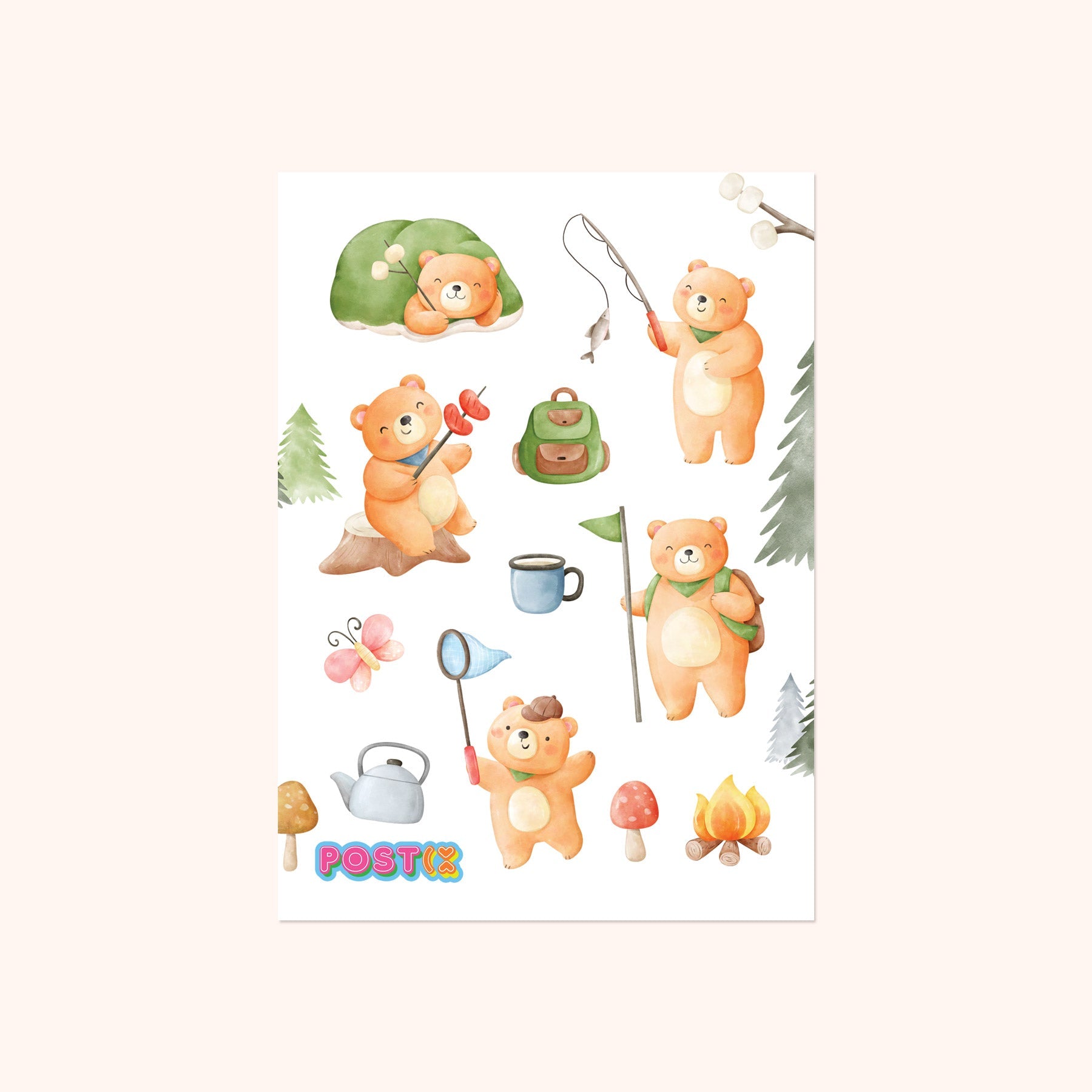  Camping Bears Washi Sticker Sheet、mySite、ghnorth