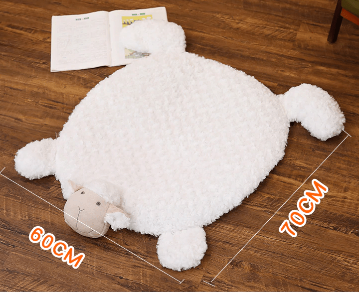 Fluffy Ewe Sheep Plushie, Chair Cushion or Baby Floor Play Mat Embroidered Features *、mySite、g9winljtr