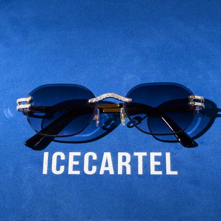 Moissanite Rimless Wayfarer Sunglasses 14K Gold、mySite、hinf8tx79