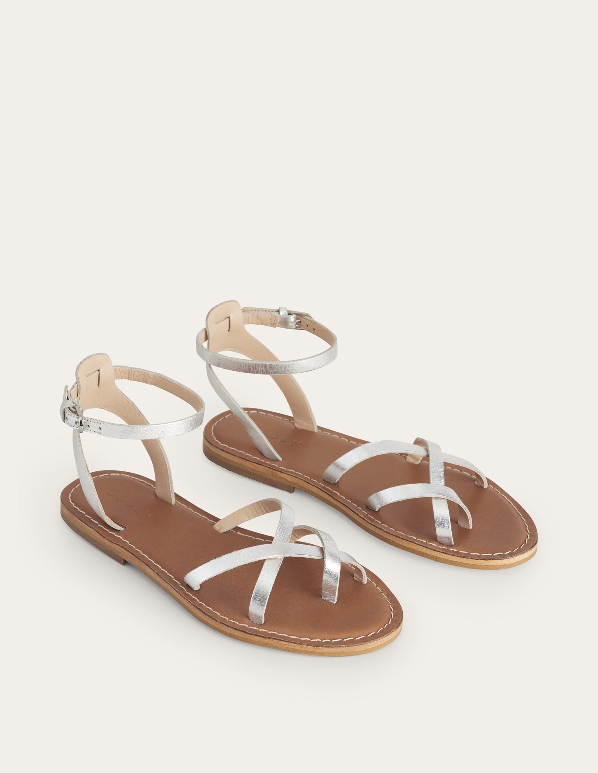 Easy Flat Sandals-Silver Metallic Leather、mySite、ashleygrahame