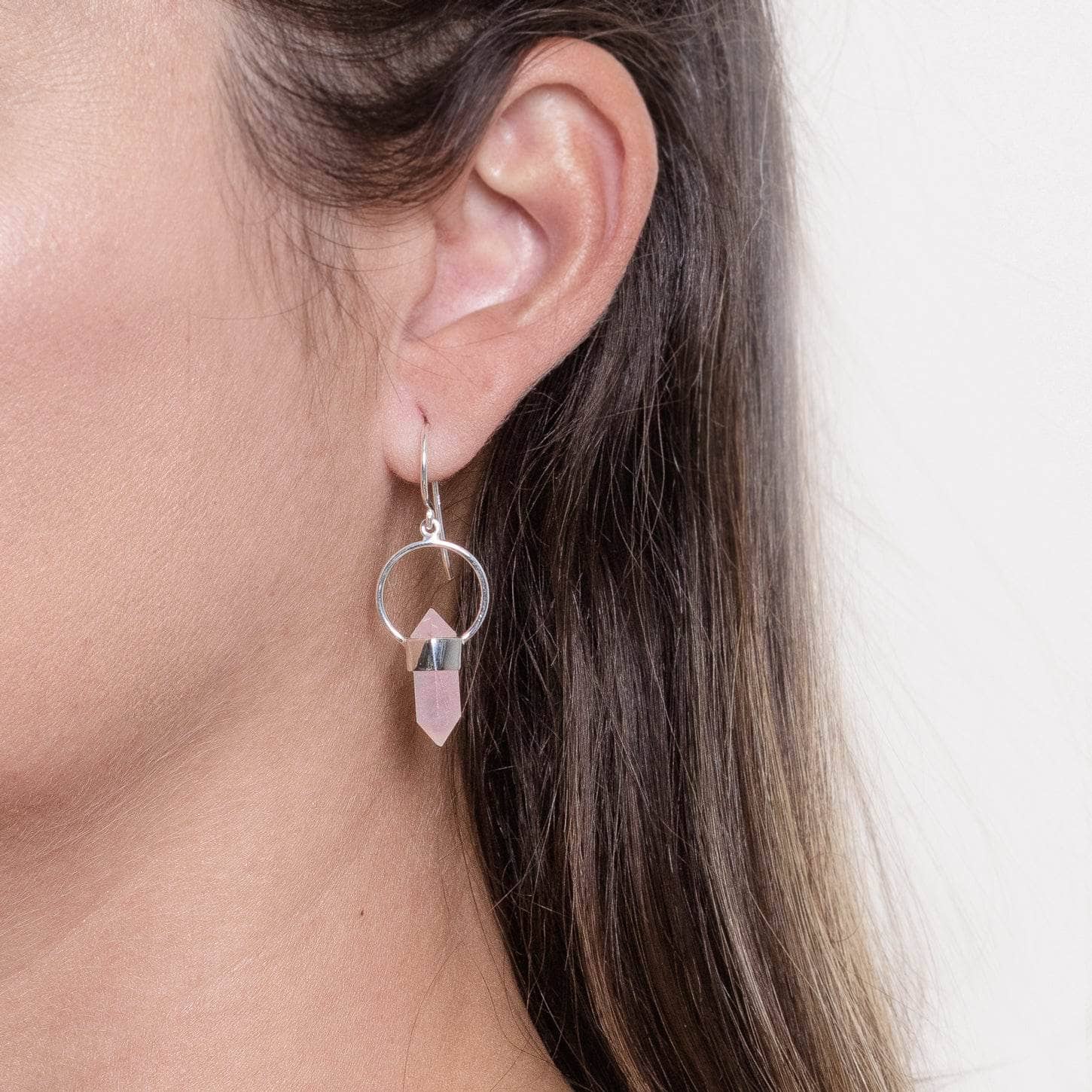 Rose Quartz Crystal Point Earrings、mySite、hinf8tx79