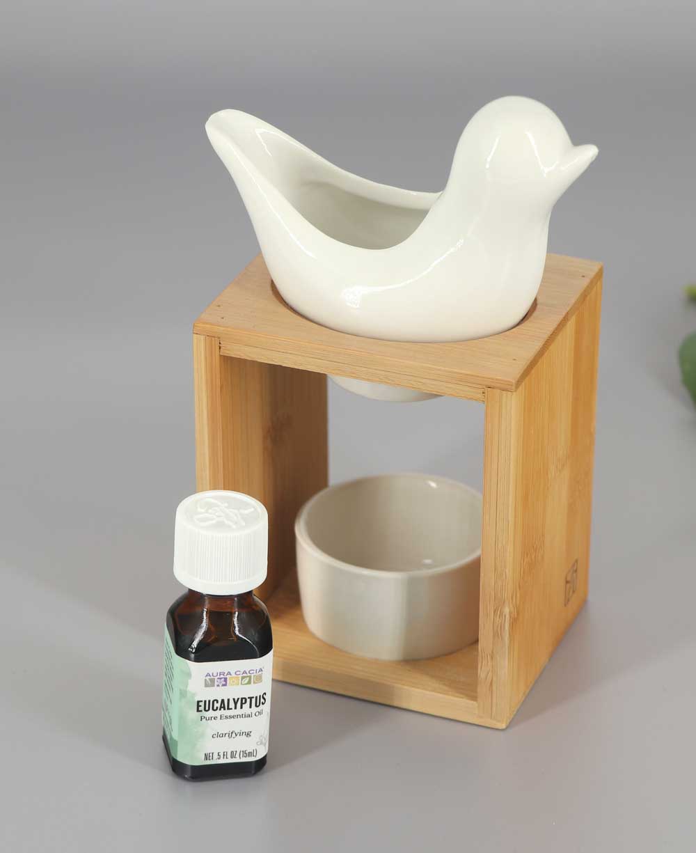 Ceramic and Bamboo Oil Burner Set Essential Oil、mySite、topwebapps