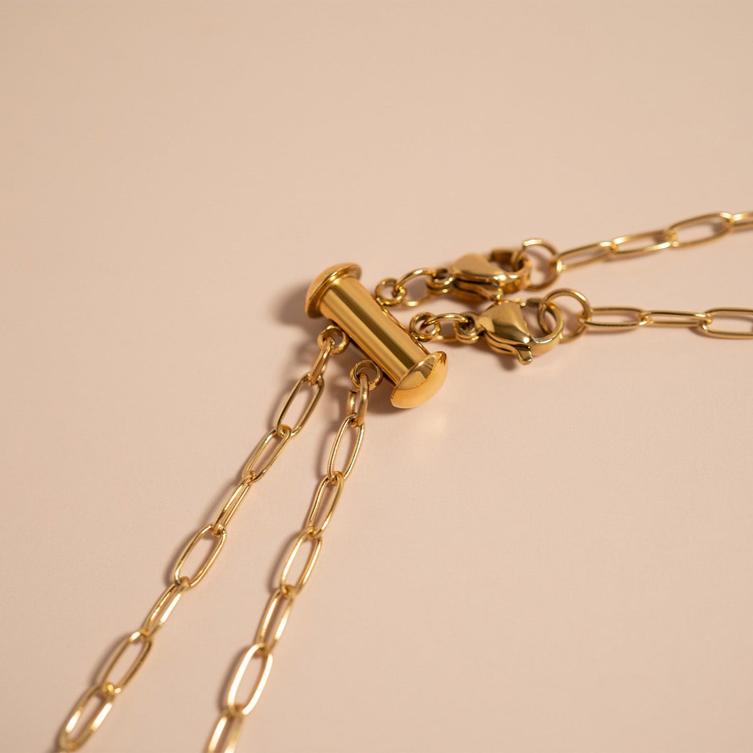 18K Gold PVD Stainless Steel 2 Row Layering Necklace Clasp / ENC0028、mySite、dreamappss