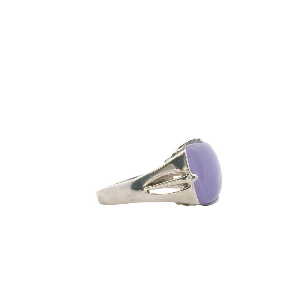  Estate Sterling Silver Dyed Purple Jadeite Ring