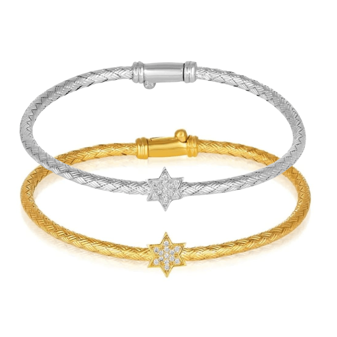 Sparkling Star of David Bangle Bracelet - Sterling Silver or Gold、mySite、topwebapps