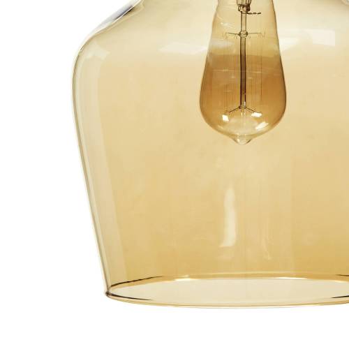 Auburn Bell Shaped Hanging Glass Pendant Light Gold/Amber Dia.9"、、eastwooduniform