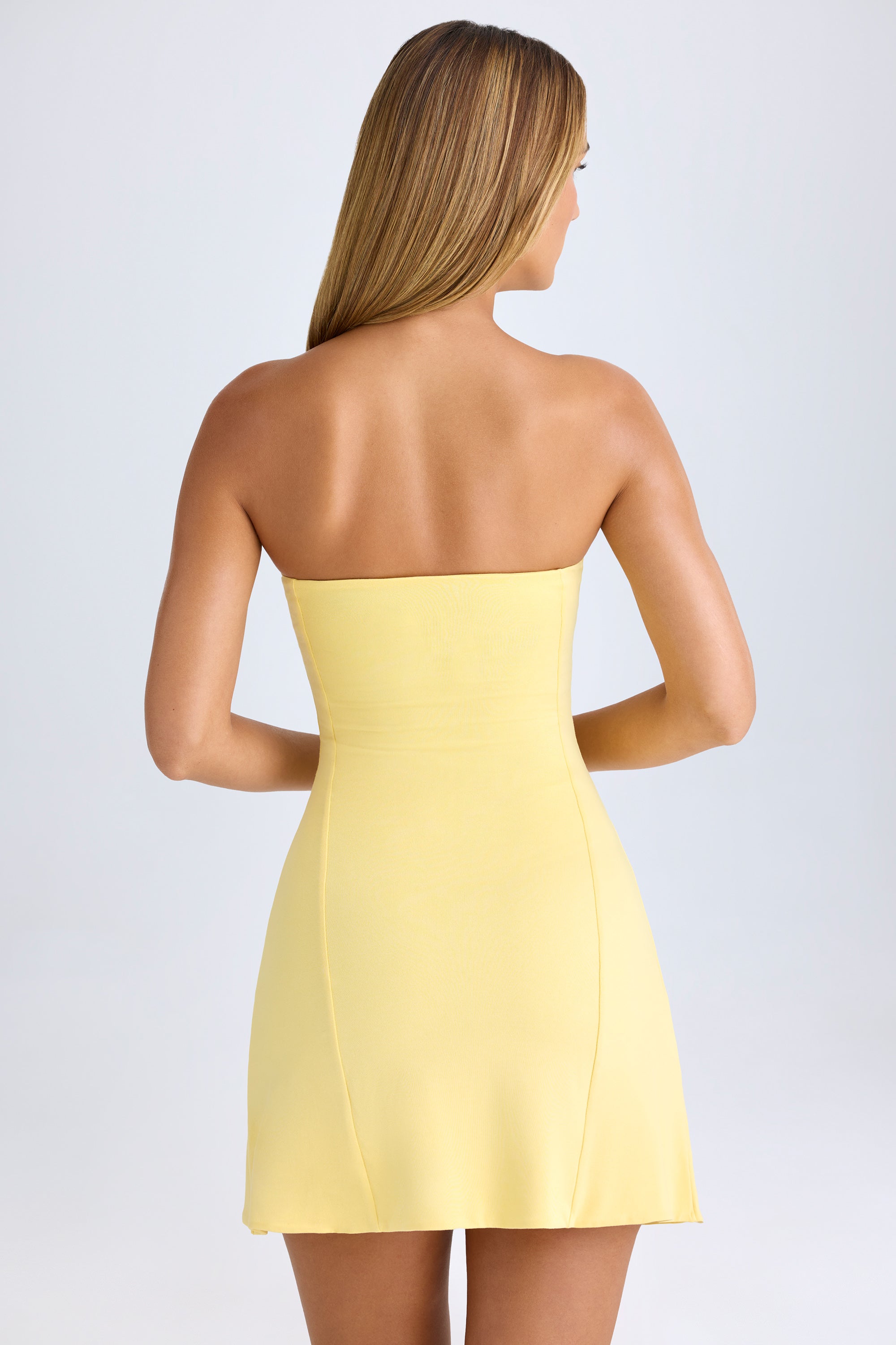 Modal Bandeau Mini Dress in Lemon Sherbet、mySite、solidvoid