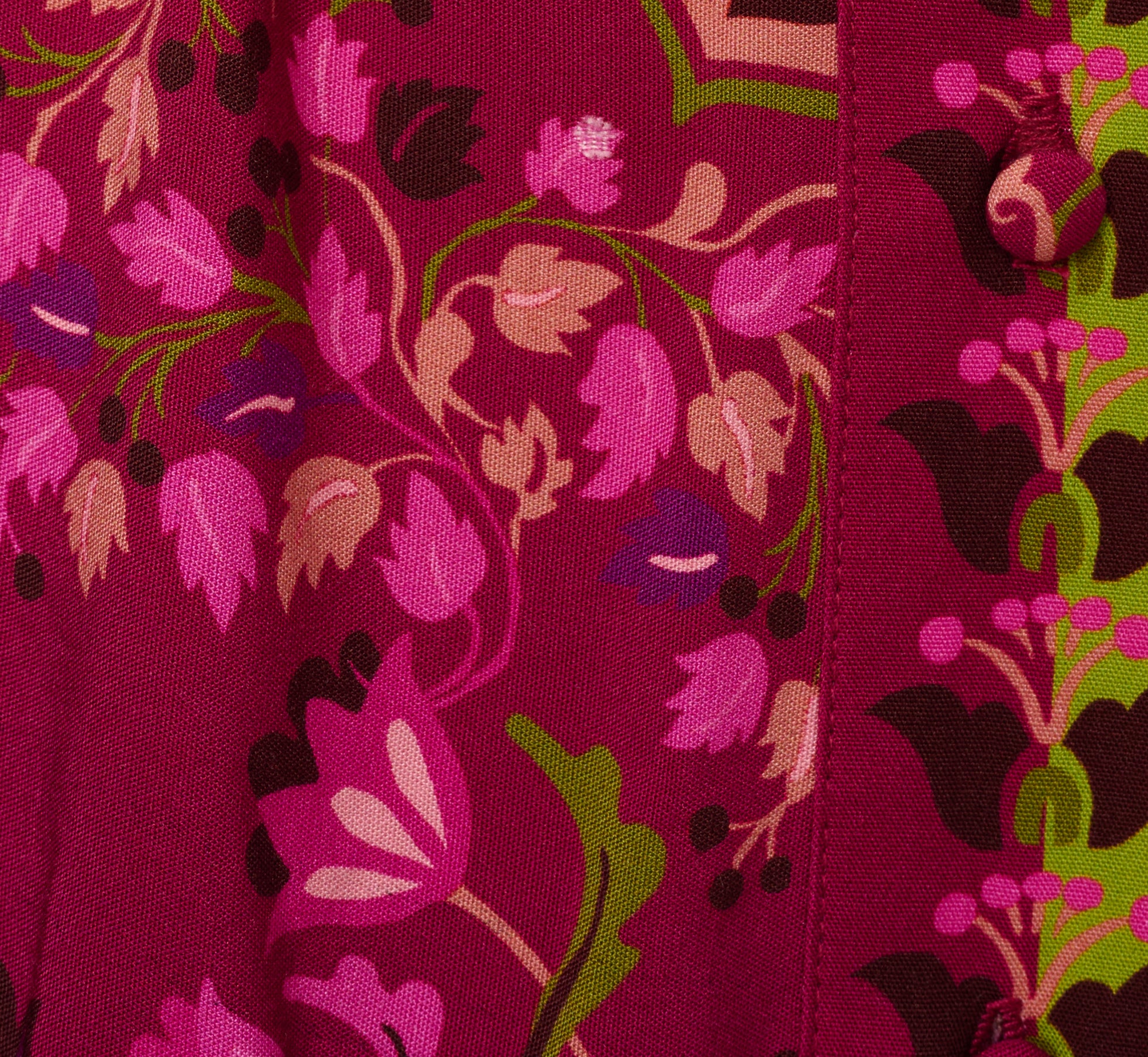 Abstract Print Button Down Dress With Three Quarter Bell Sleeves In Burgundy Multi、mySite、solidvoid