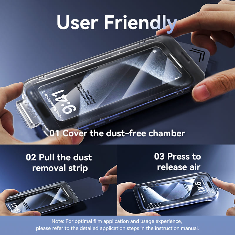 Vention HD Tempered Glass Screen Protector for iPhone 15 with Dust-Free Installation Tool、mySite、fannypackpong