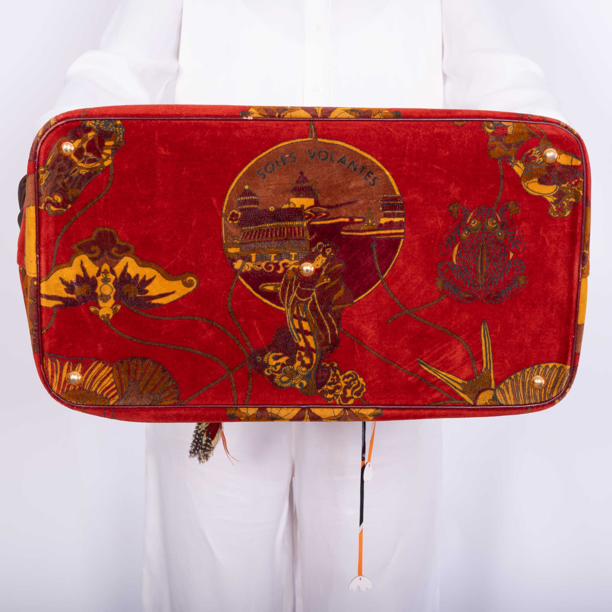 Vintage Hermès Bolide 45 SOIES VOLANTES Rouge H Box and Velvet Travel Bag、mySite、garminoutage.com