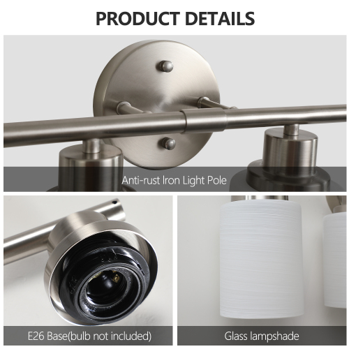 39" Modern 6-Light Vanity Bathroom Mirror Light, Frosted White Glass with Black Iron Frame, Contemporary Wall Sconce for Bedroom, Bathroom, and Dressing Room (No Bulbs)、、eastwooduniform