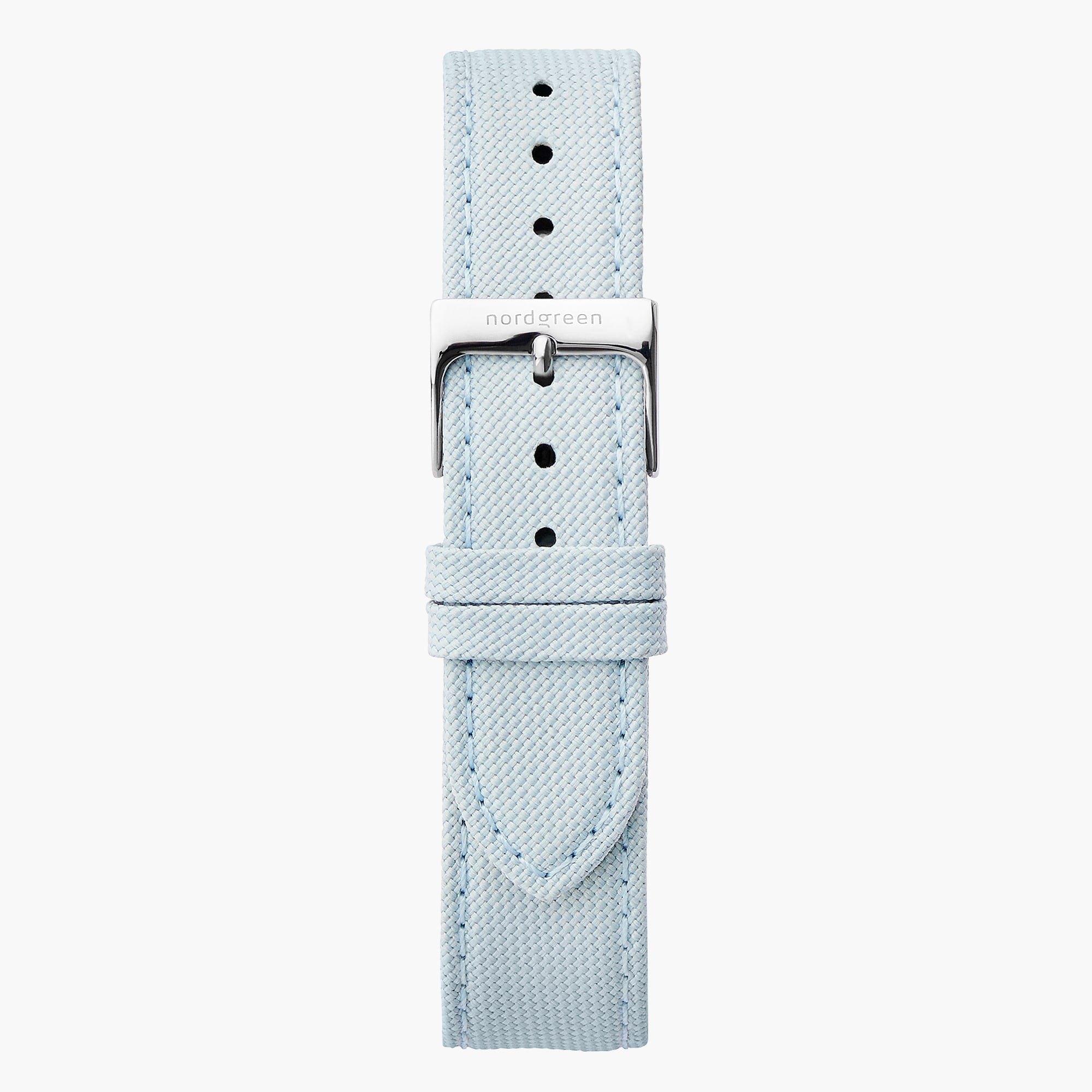  Light Blue Recycled Polyester Strap - Silver - 36mm