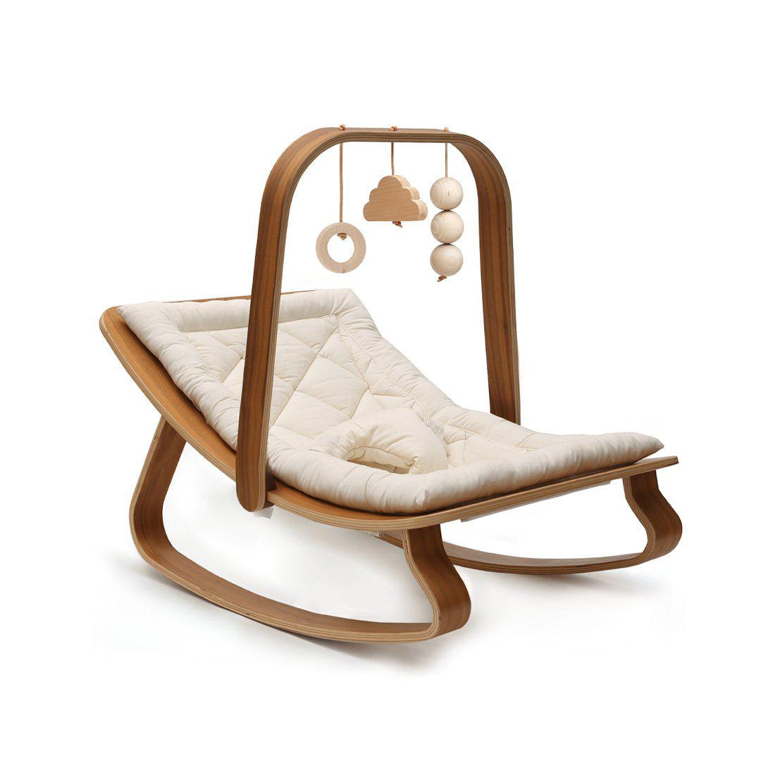  Charlie Crane Walnut LEVO Baby Rocker - Organic White、mySite、merchandisen