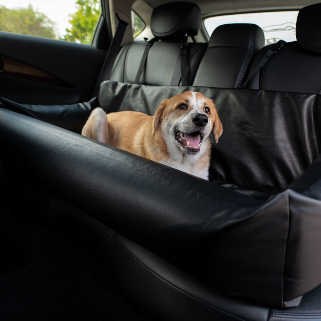 PupProtector™ Faux Leather Memory Foam Dog Car Bed - Black、mySite、solidvoid