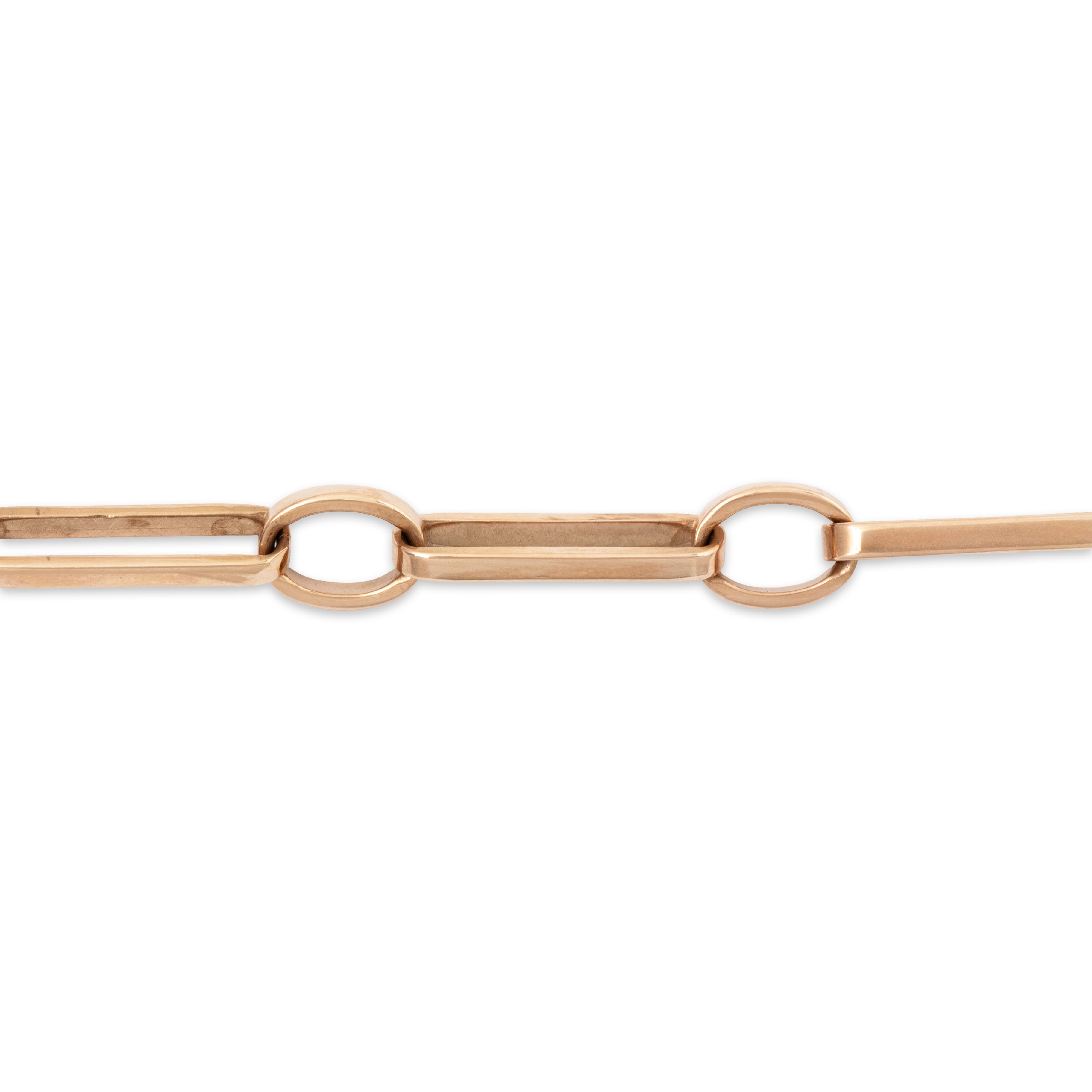 Antique 10k Rose Gold Wonderful Paperclip Link Bracelet 6.5、mySite、hinf8tx79
