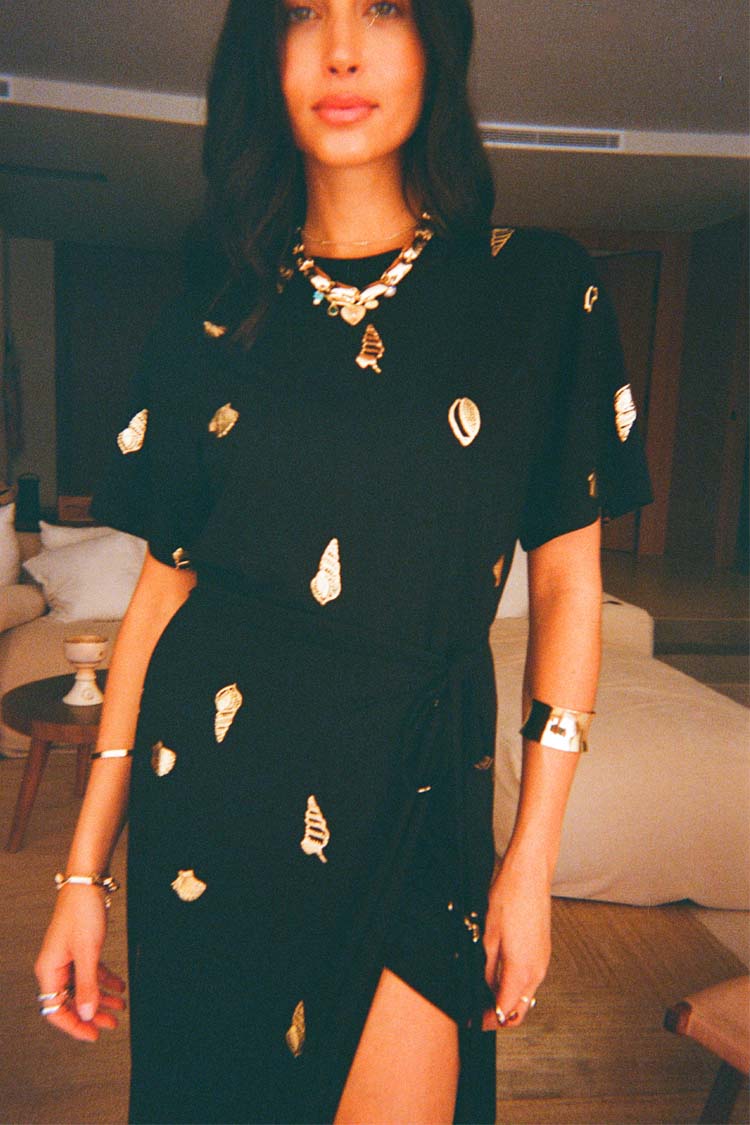 Black Shell Midi Leia Dress、mySite、solidvoid