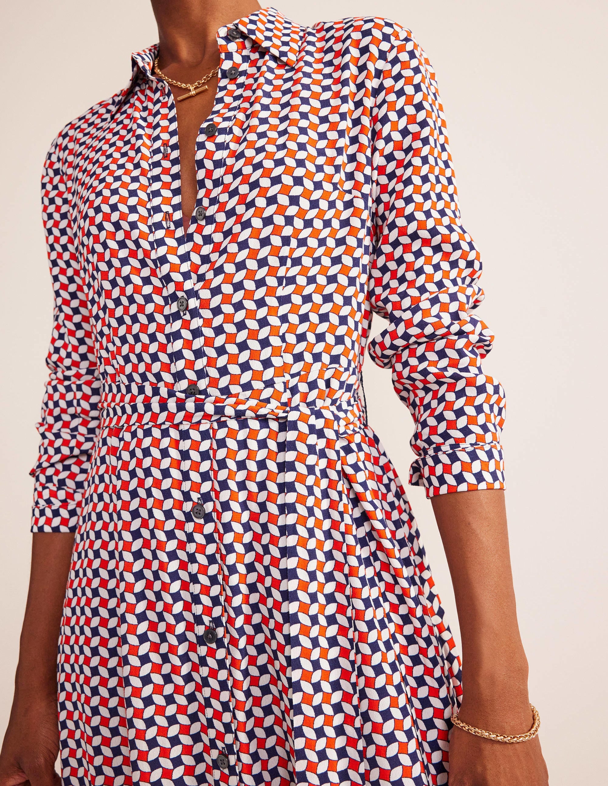  Kate Midi Shirt Dress-Fiesta Orange, Diamond、mySite、ashleygrahame