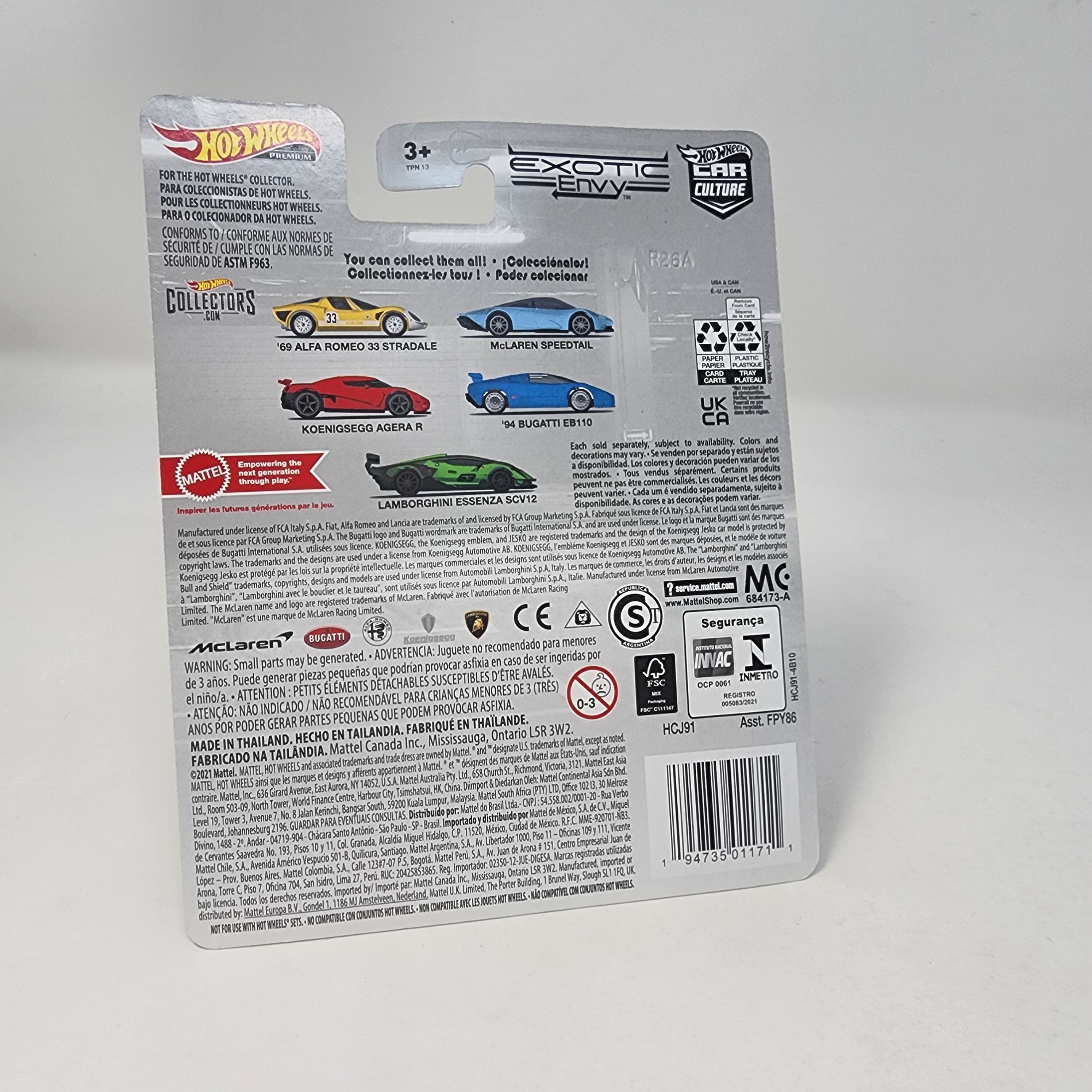 '69 Alfa Romeo 33 Stradale #1/5 * Hot Wheels Exotic Envy Car Culture YELLOW、mySite、hgirdovlk