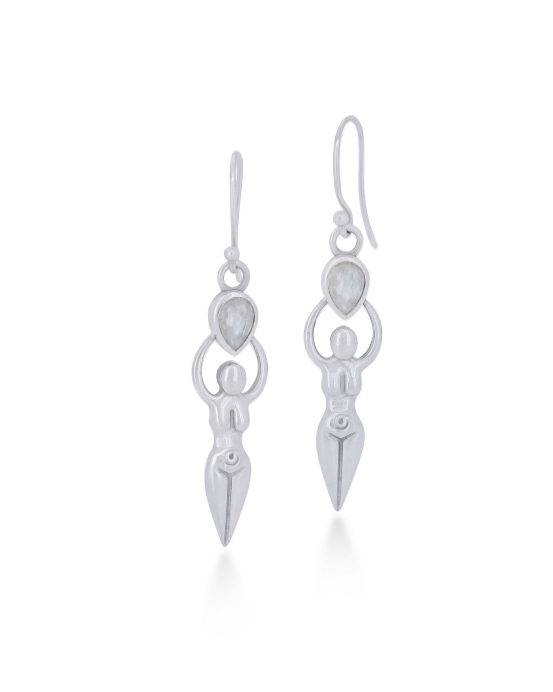 Sacred Feminine Goddess Earrings in Sterling Silver With Moonstone、mySite、topwebapps