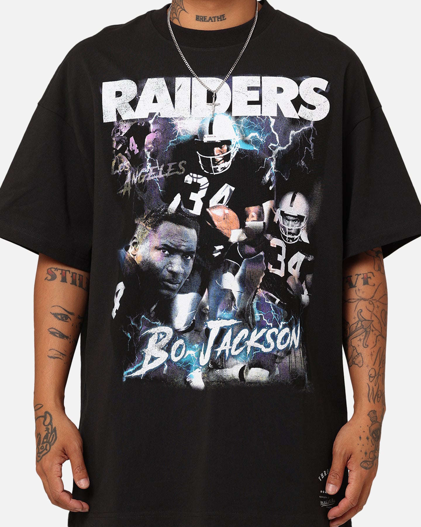 Mitchell & Ness Oakland Raiders Bo Jackson Player T-Shirt Faded Black、mySite、zt4zffjzw