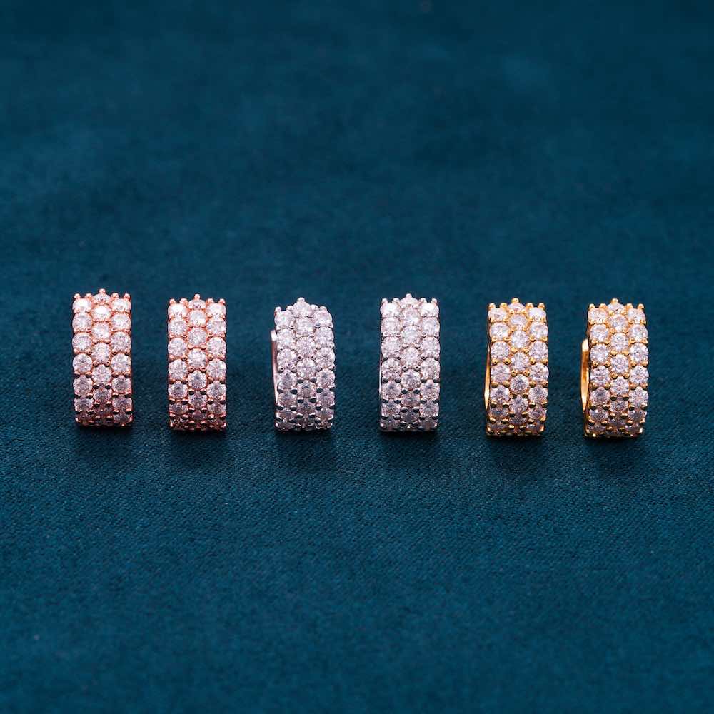 Moissanite 3-Row Hoop Earrings 14k Gold、mySite、hinf8tx79