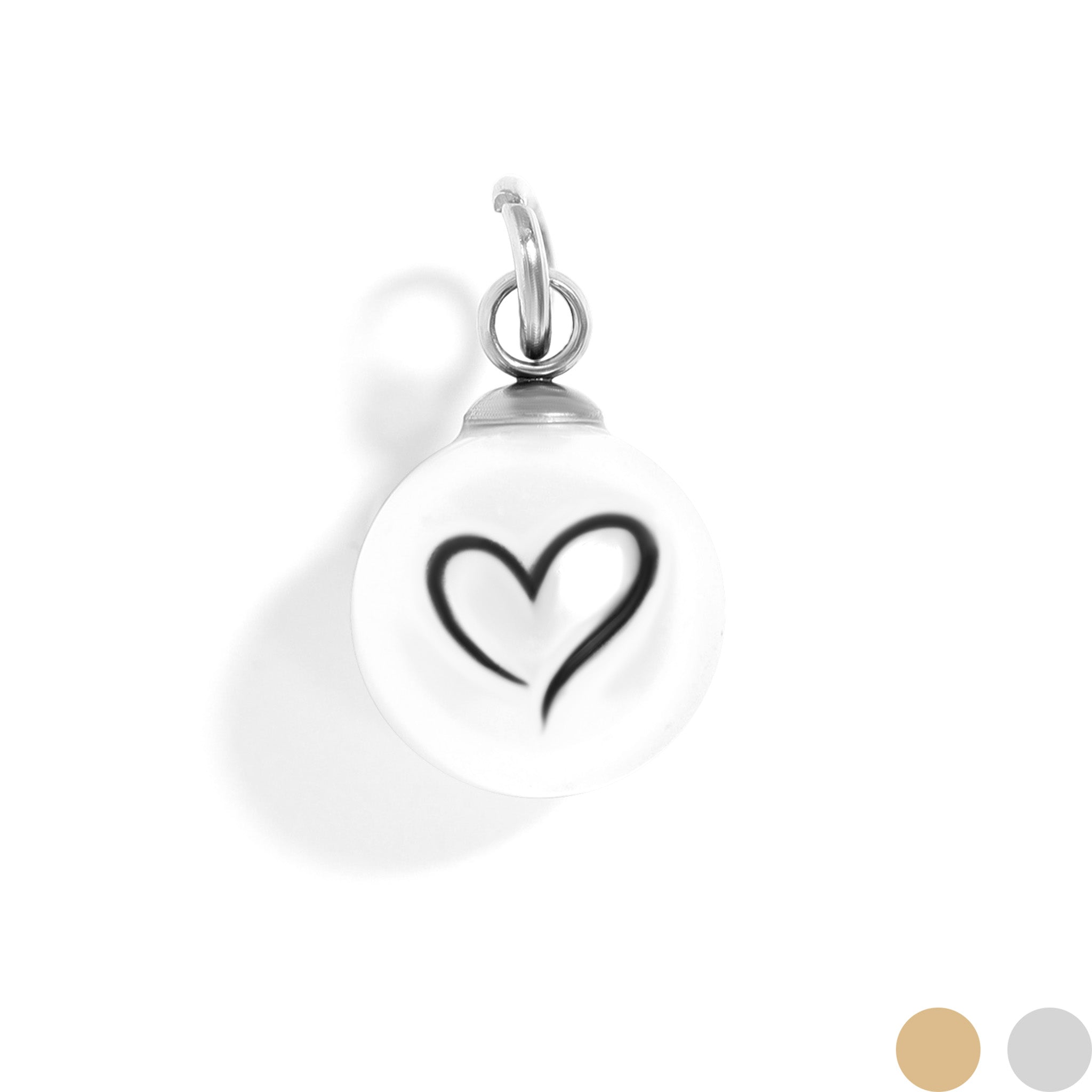 18K Gold PVD Stainless Steel 8mm Single Heart Printed Pearl Charm / PDL0246、mySite、dreamappss