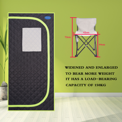 Portable Plus Type Full Size Far Infrared Sauna tent. Spa, Detox ,Therapy and Relaxation at home.Larger Space,Stainless Steel Pipes Connector Easy to Install, with FCC Certification--Black、、xpatfood