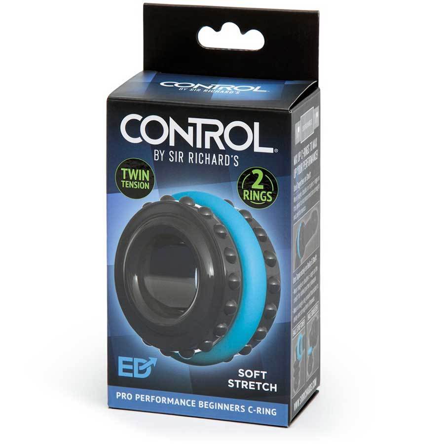 Control Pro Performance Beginners Dual Cock Ring Set by Sir Richards Black and Blue、mySite、bottomscart