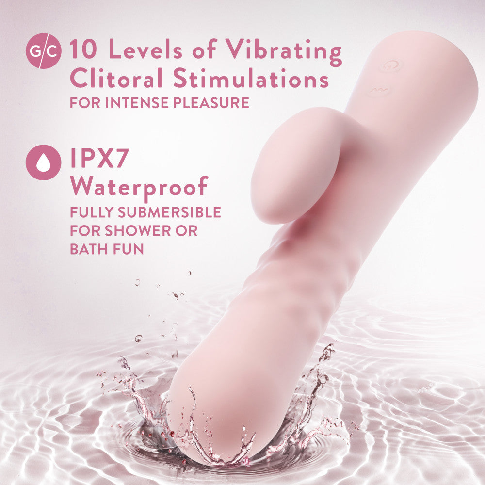 Blush | Jaymie 9.25 Inch G Spot Clitoral Dual Stimulation Rabbit Vibrator In Pink - 10 Vibration Modes - Soft Silicone、mySite、bottomscart