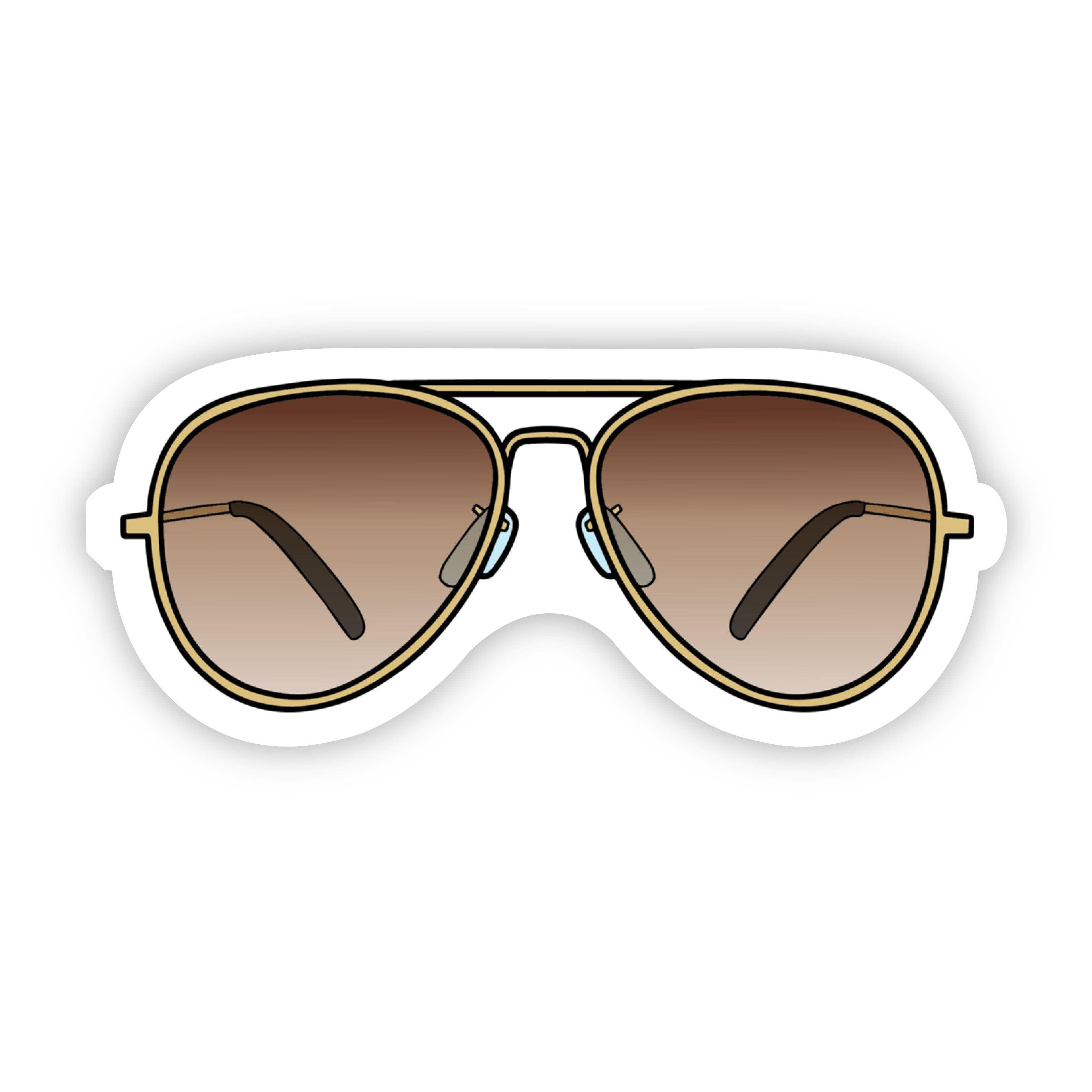  Brown Sunglasses Aesthetic Sticker、mySite、elrpsem3k