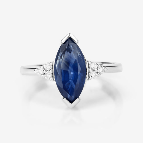 Blue Sapphire Marquise Diamond Accent Ring 14K White Gold 4.83ctw、mySite、g9winljtr